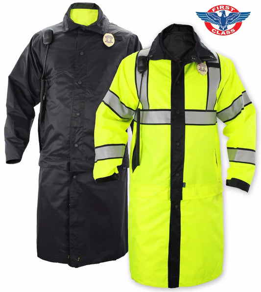Reversible High Visibility Raincoat Long ANSI, ISEA 107-2020 Class 3 Type P