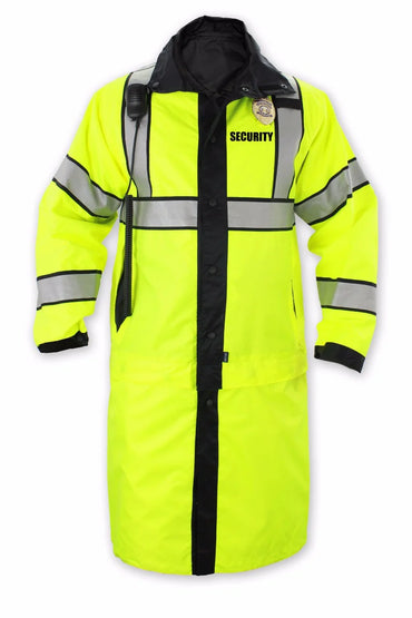 Reversible High Visibility Raincoat Long ANSI, ISEA 107-2020 Class 3 Type P