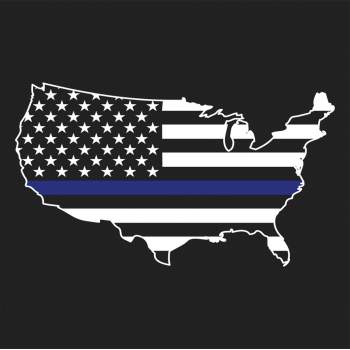 Thin Blue Line America Map Half Sleeve Black Color T-Shirt back