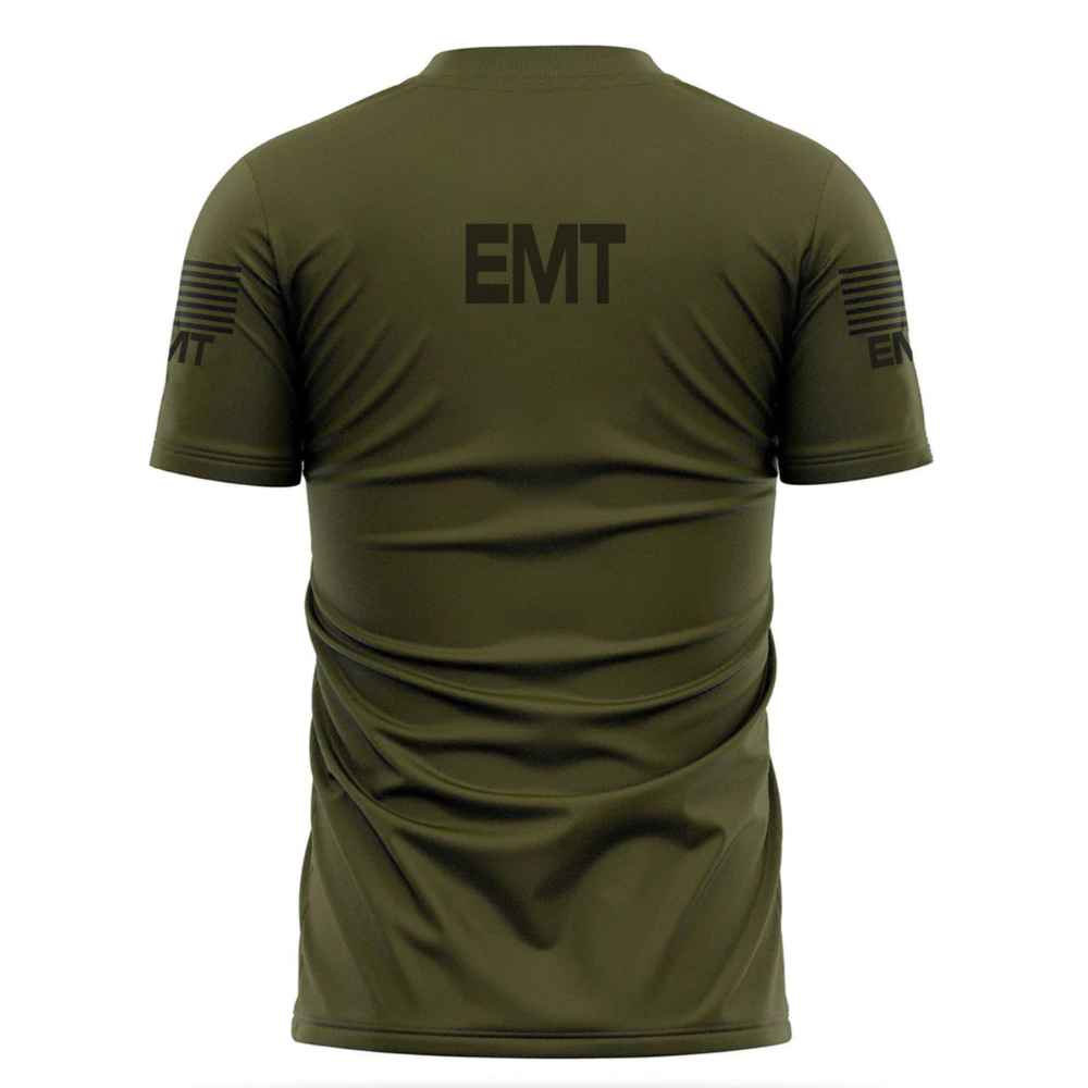 Tactical Quickdry EMT 100% Polyster Green T Shirt back