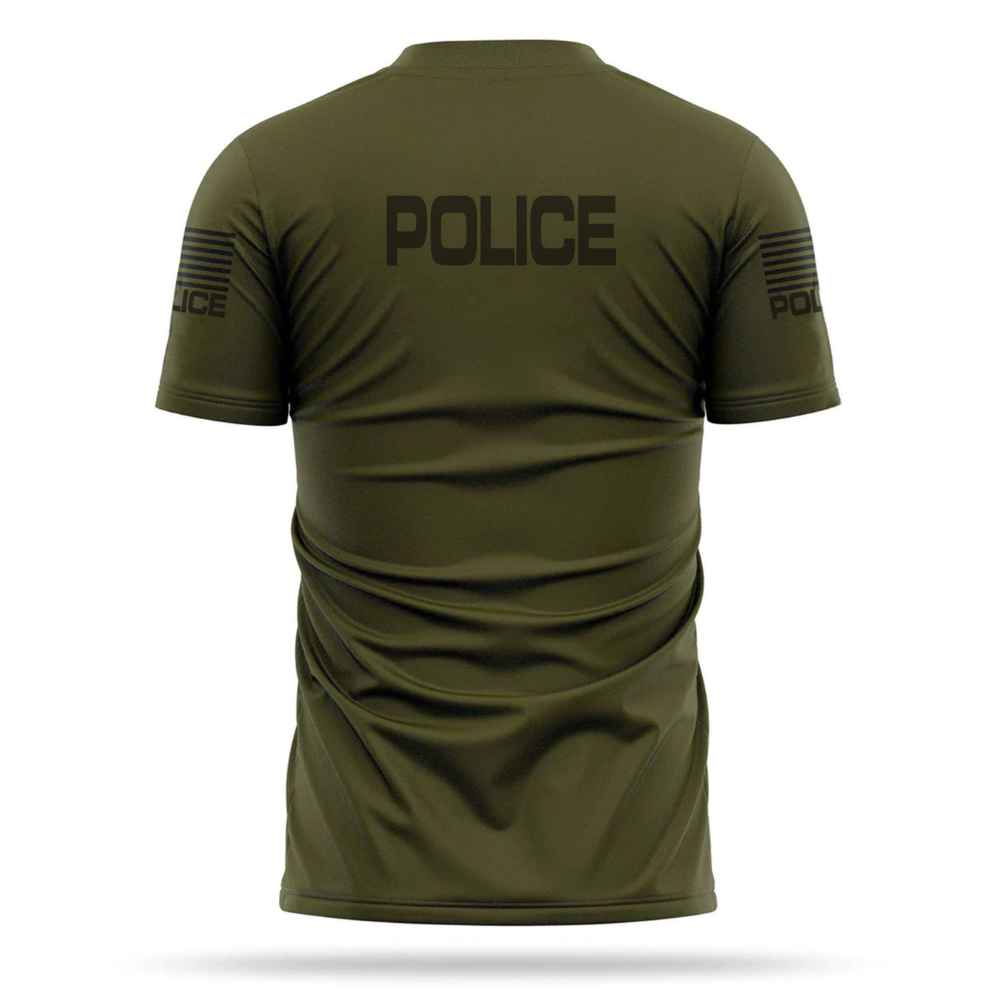 Tactical Quickdry 100% Polyester Police Green Color T Shirt Back