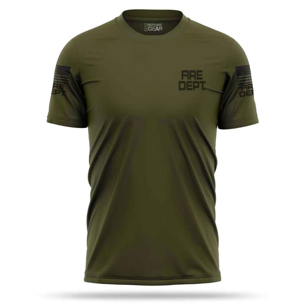 Tactical Quickdry 100% Polyster FIRE DEPT Green T SHIRT