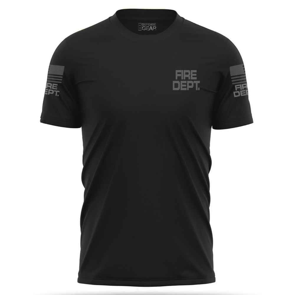 Tactical Quickdry 100% Polyster FIRE DEPT Black T Shirt