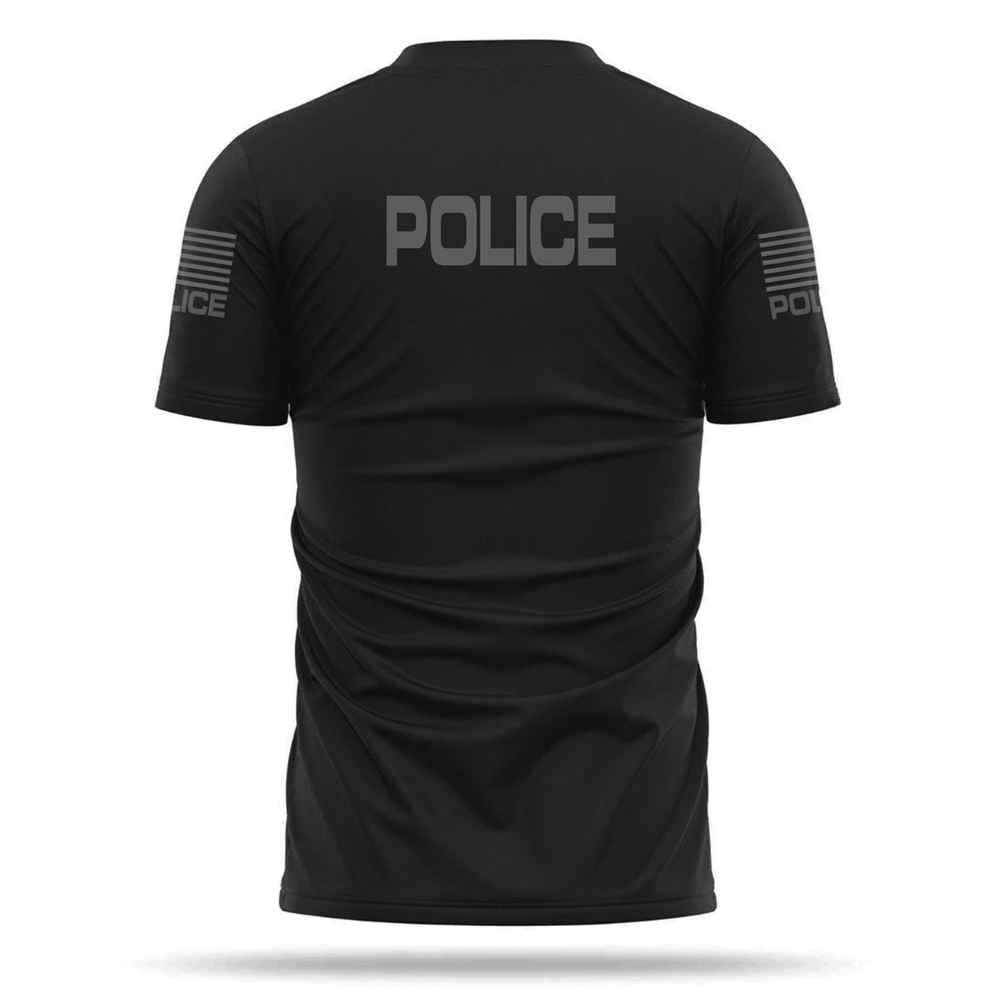 Tactical Quickdry 100% Polyester Police Black Color T Shirt back