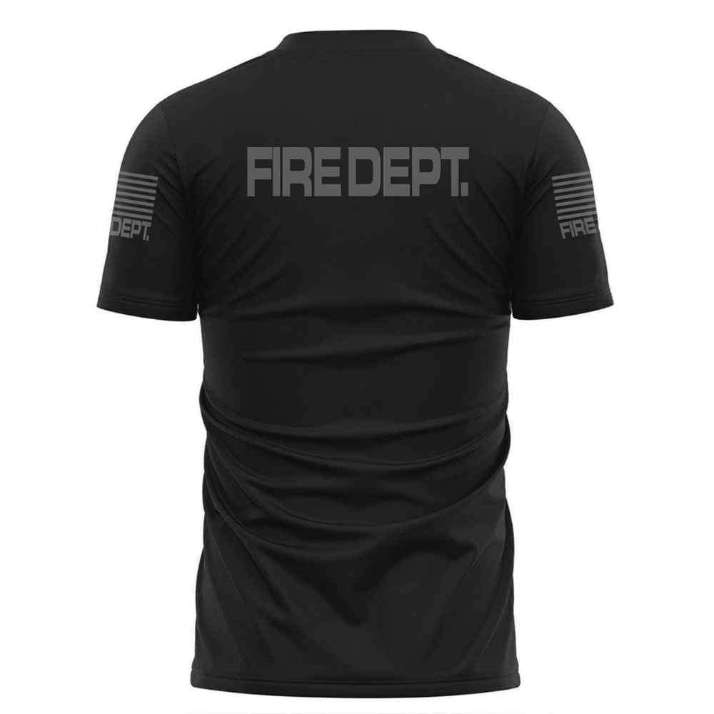 Tactical Quickdry 100% Polyster FIRE DEPT Black T Shirt back