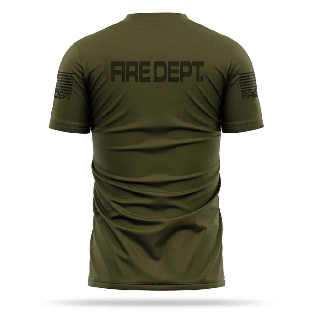 Tactical Quickdry 100% Polyster FIRE DEPT Green T SHIRT back
