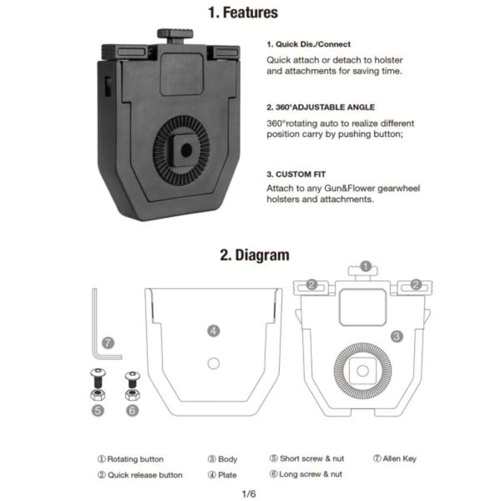 Tactical Scorpion Gear Polymer Snap to Click Quick Install Mount Rotating