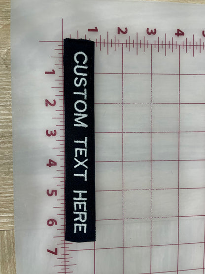 Custom embroidered name/text tapes w/ Velcro