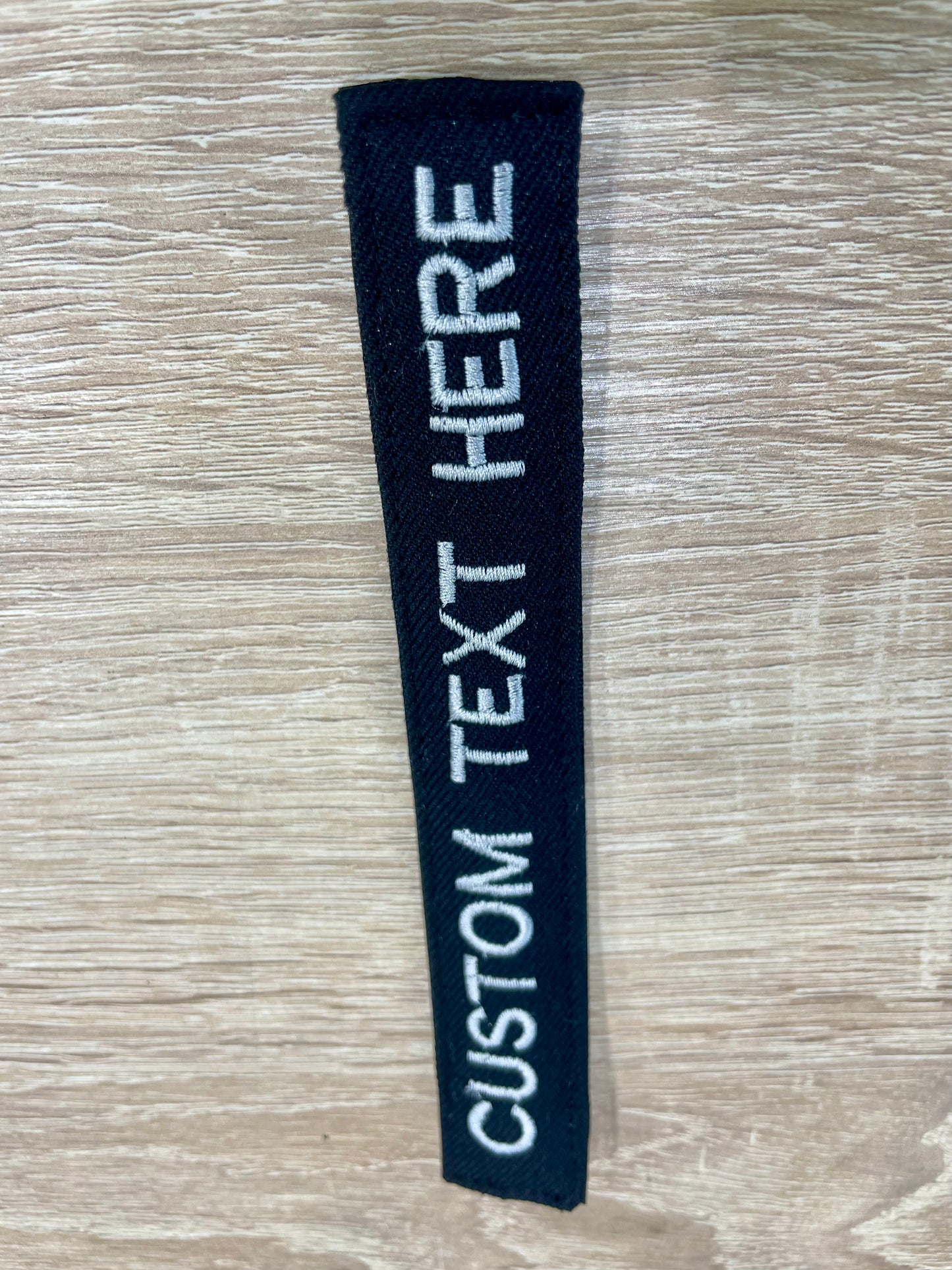 Custom embroidered name/text tapes w/ Velcro