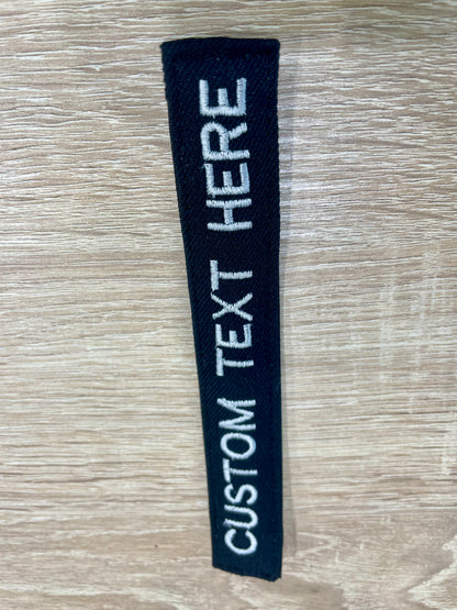 Custom embroidered name/text tapes w/ Velcro