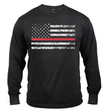 Thin Red Line Long Sleeve Black Color T-shirt