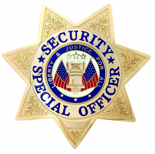 SECURITY OFFICER GOLD 7-POINT STAR BADGE