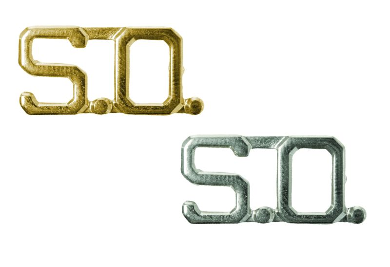 Cut out Letter Collar pin, S.O., P.D., F.D.