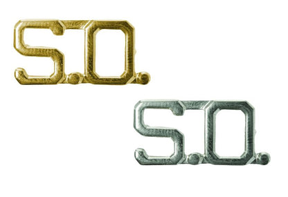 Cut out Letter Collar pin, S.O., P.D., F.D.